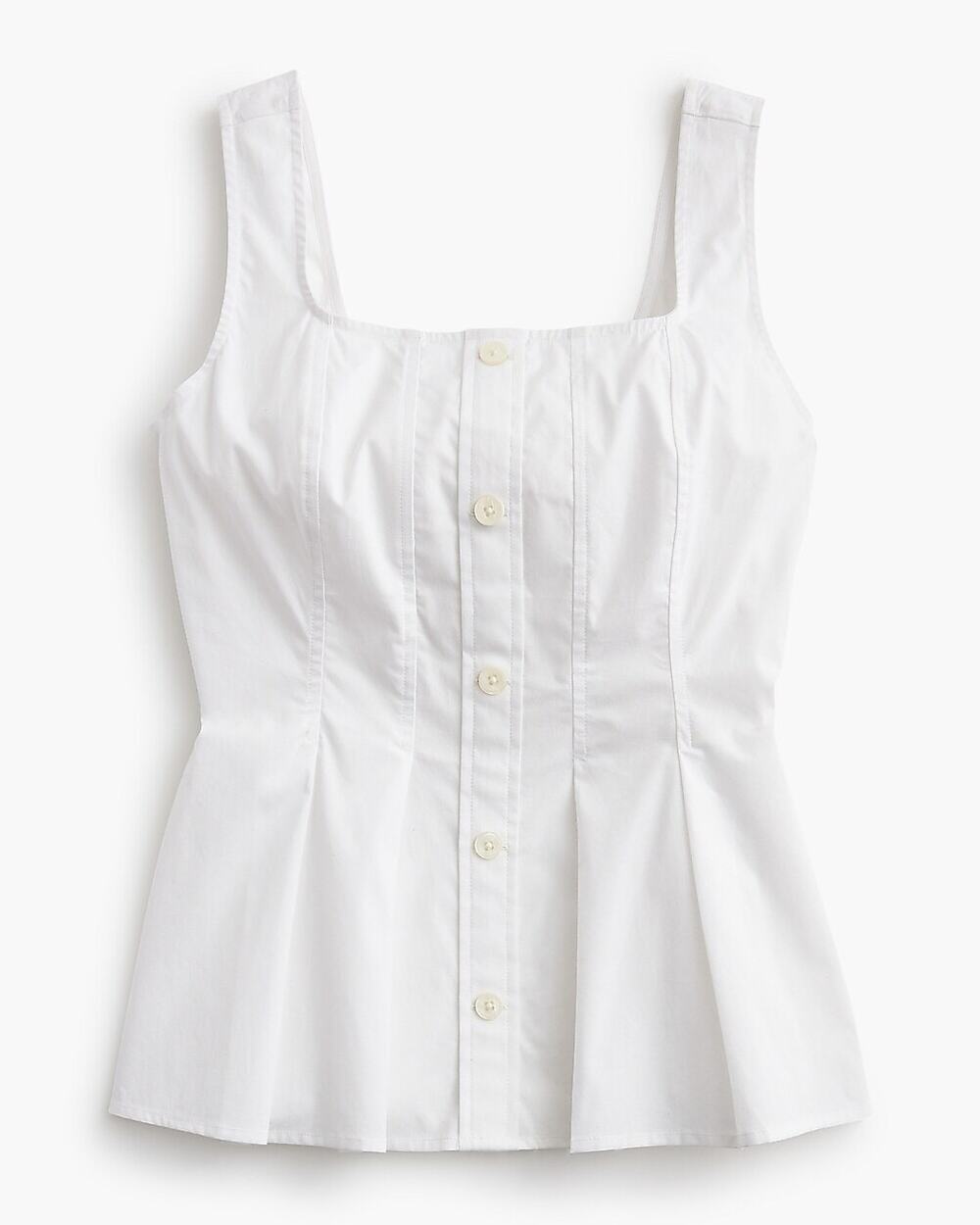 NWT J.Crew Factory Sleeveless Button-Up Pleated Pintuck Peplum Top White Size 8
